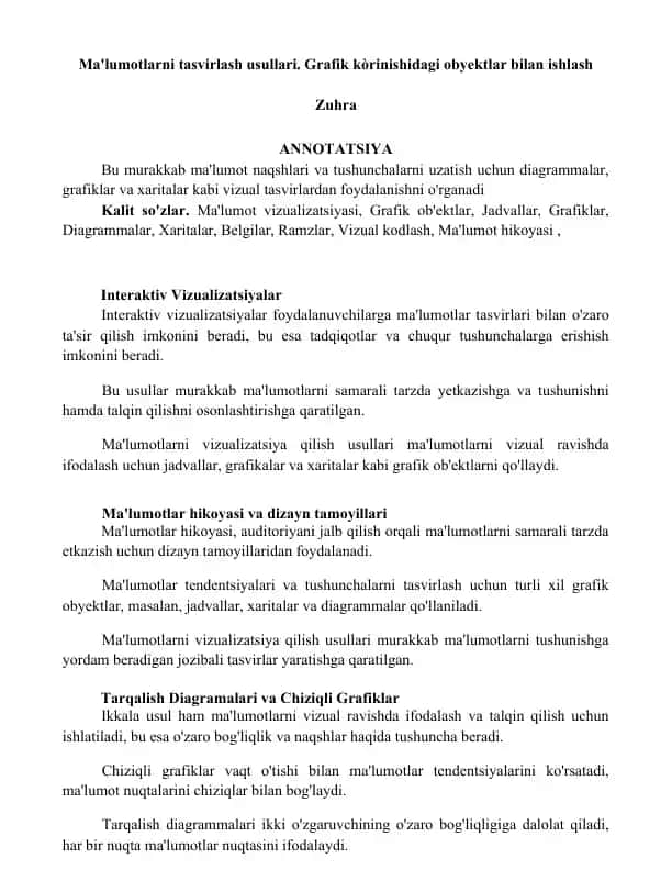 Ma'lumotlarni tasvirlash usullari