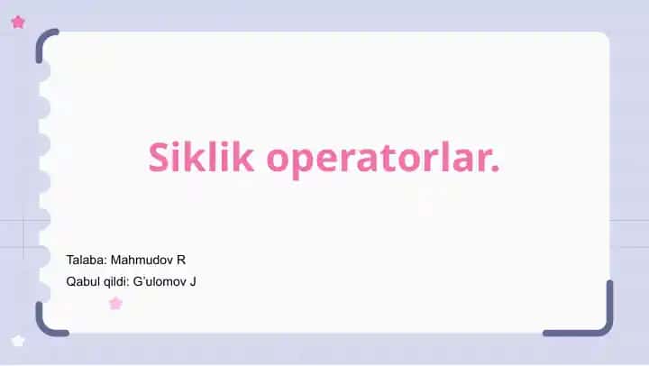 Siklik operatorlar