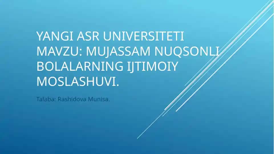 Ijtimoiy Moslashuv va Bolani Anglash