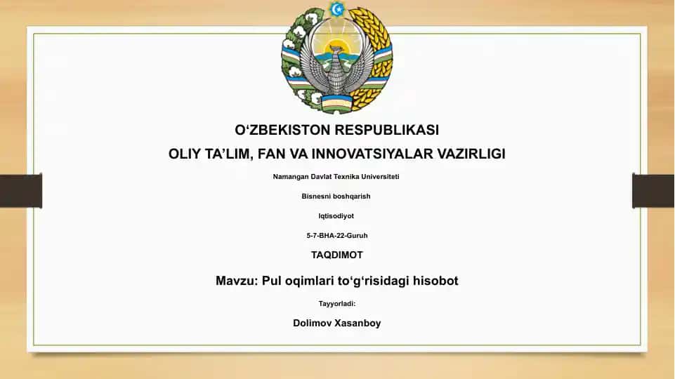 Pul oqimlari to'g'risidagi hisobot