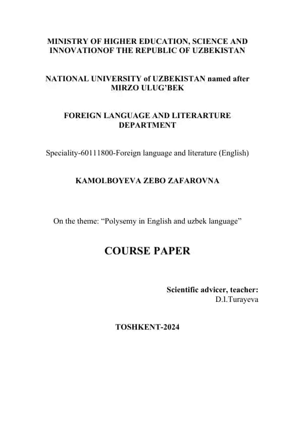 "Polysemy in English and Uzbek language"