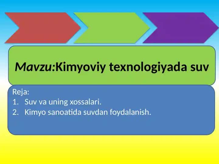 Kimyoviy texnologiyada suv