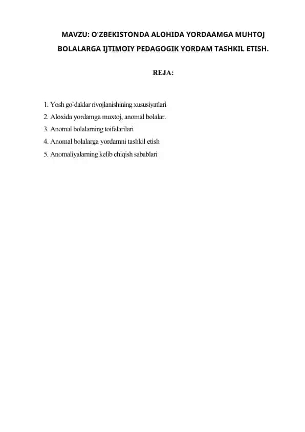 Anomal bolalar va ularni yordash