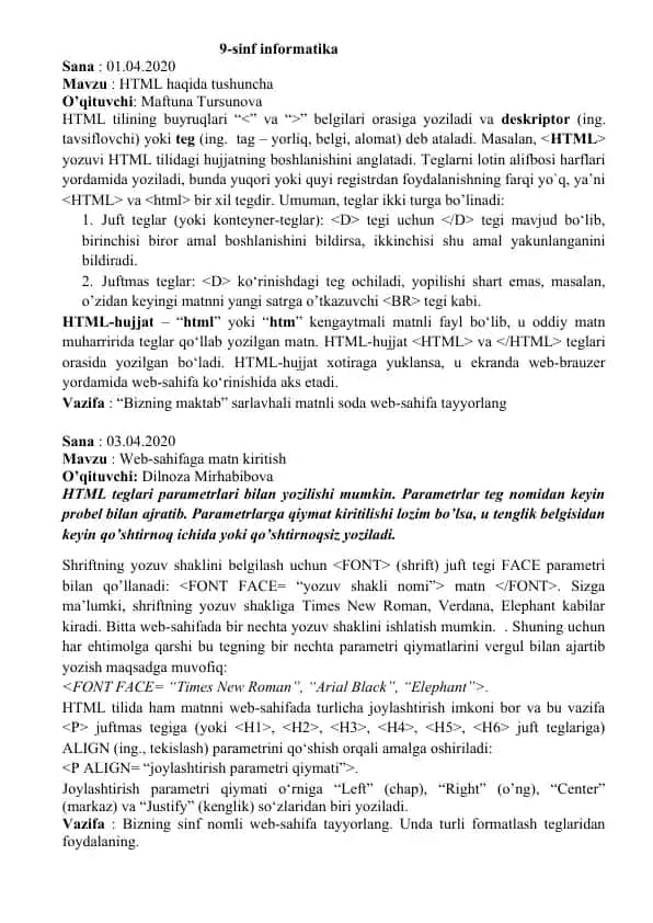 9-sinf informatika