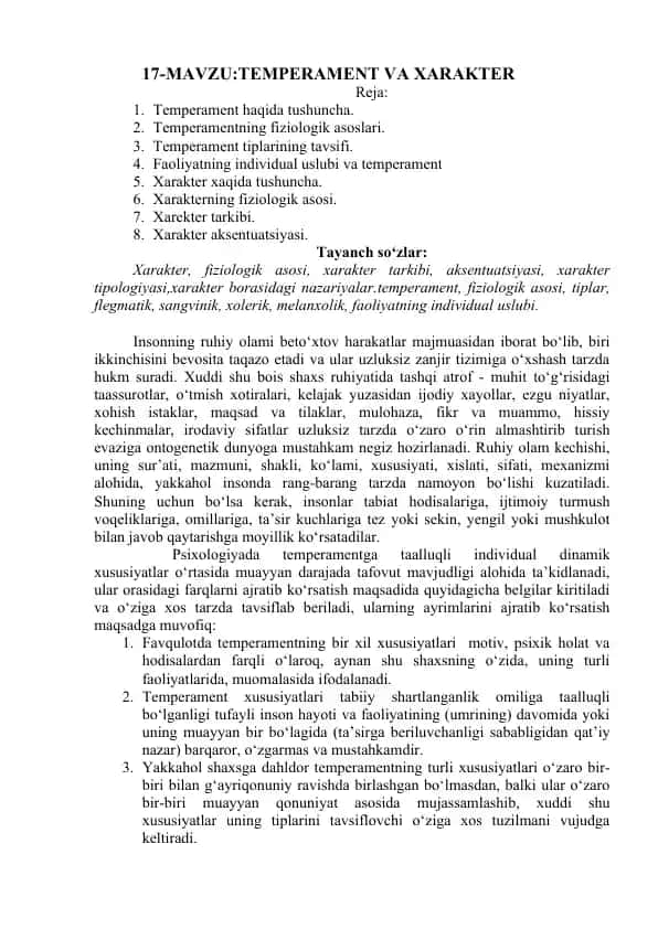 Temperament va Xarakter