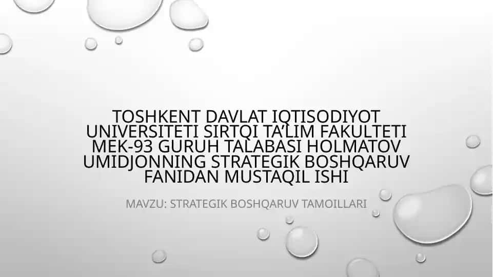 Strategik boshqaruv tamoillari