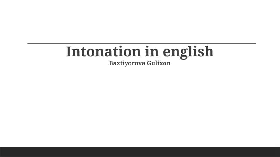 Intonation in English