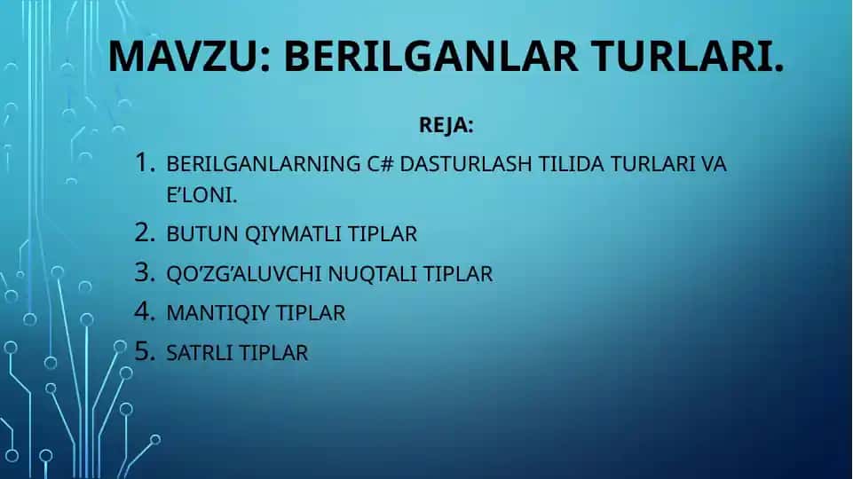 Berilganlar turlari
