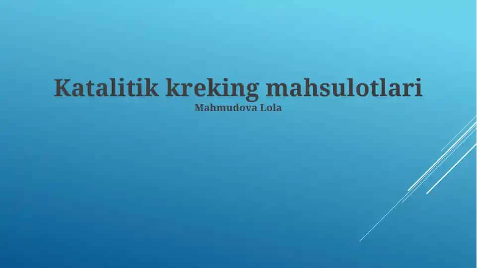 Katalitik Kreking Mahsulotlari