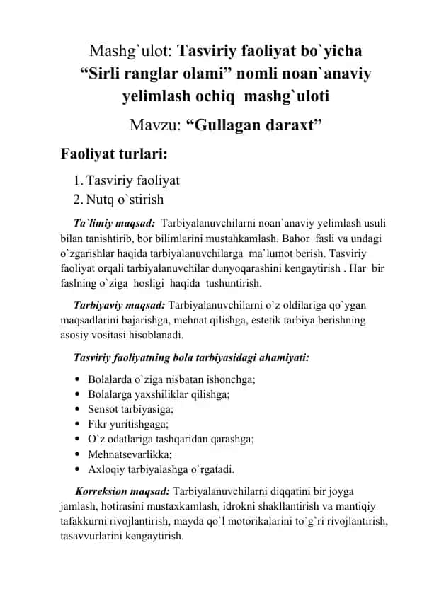 "Sirli ranglar olami" mashg'uloti