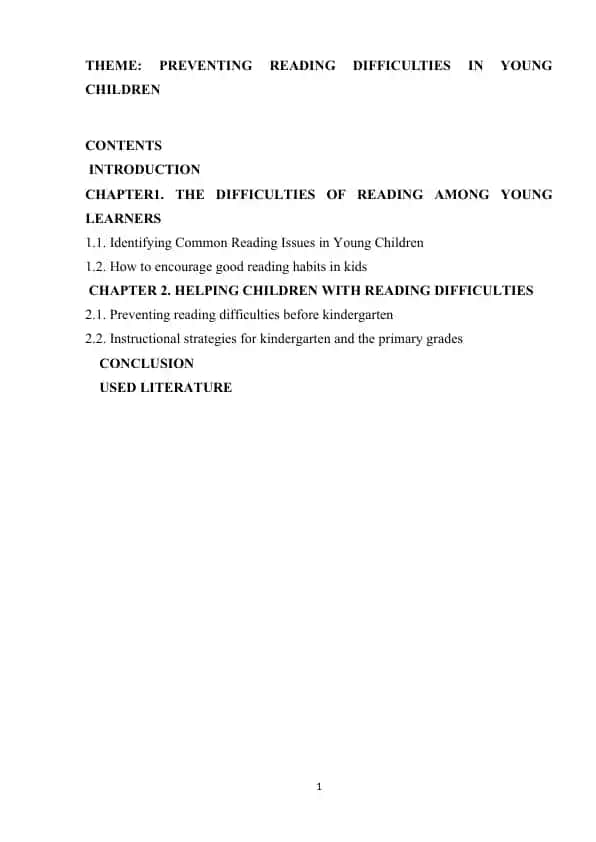 PREVENTING READING DIFFICULTIES IN YOUNG CHILDREN