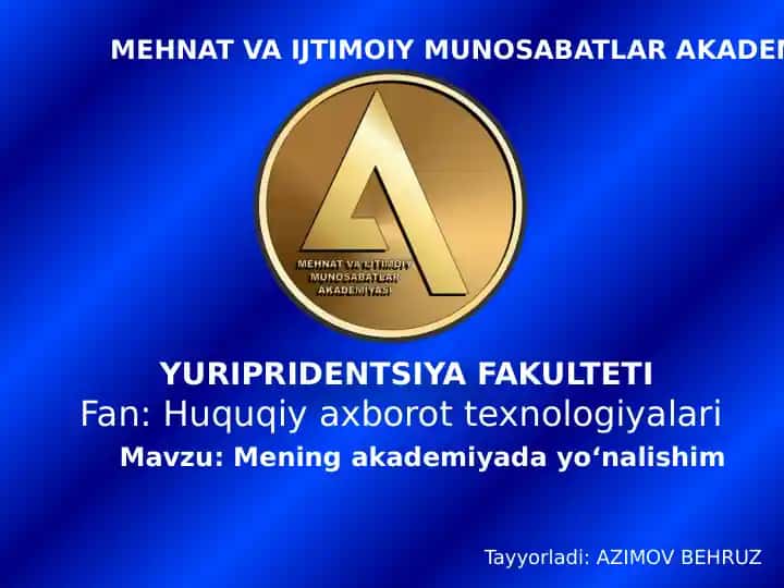 Huquqiy Axborot Texnologiyalari kitobi