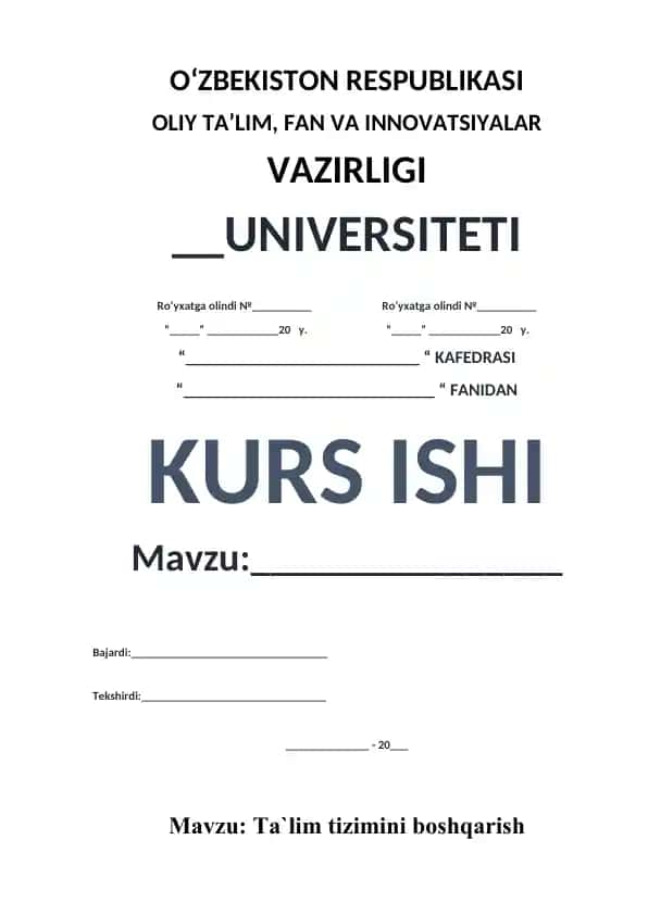 Ta`lim tizimini boshqarish