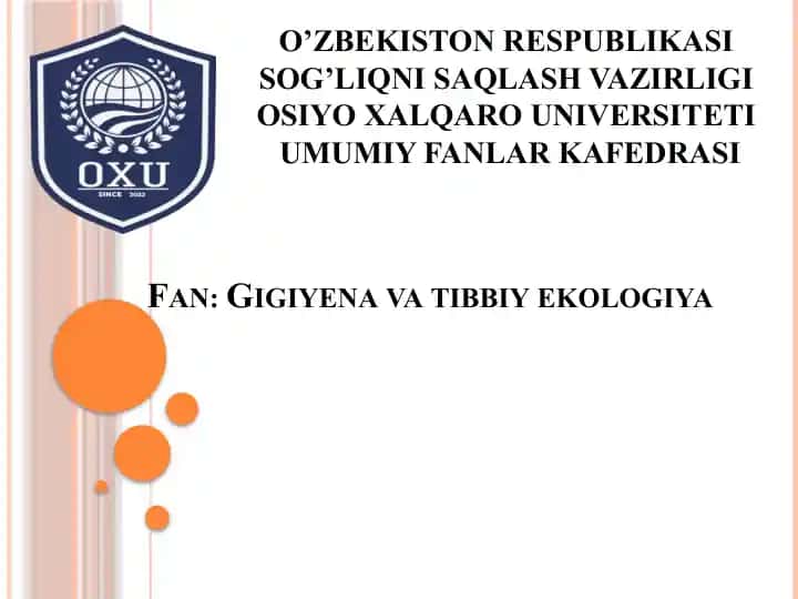 Gigiyena, Tibbiyot va Ekologiya