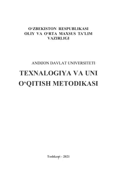 Texnalogiya va uni o‘qitish metodikasi