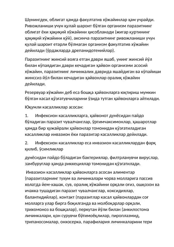 Parazitlar va kasalliklar