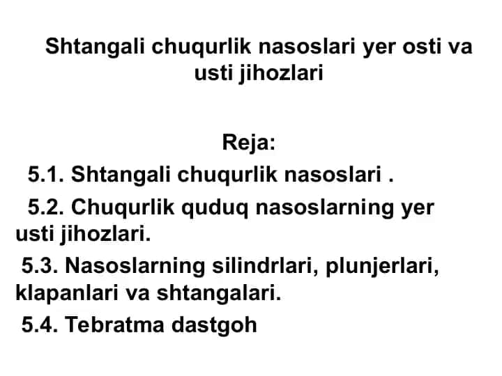 Shtangali chuqurlik nasoslari