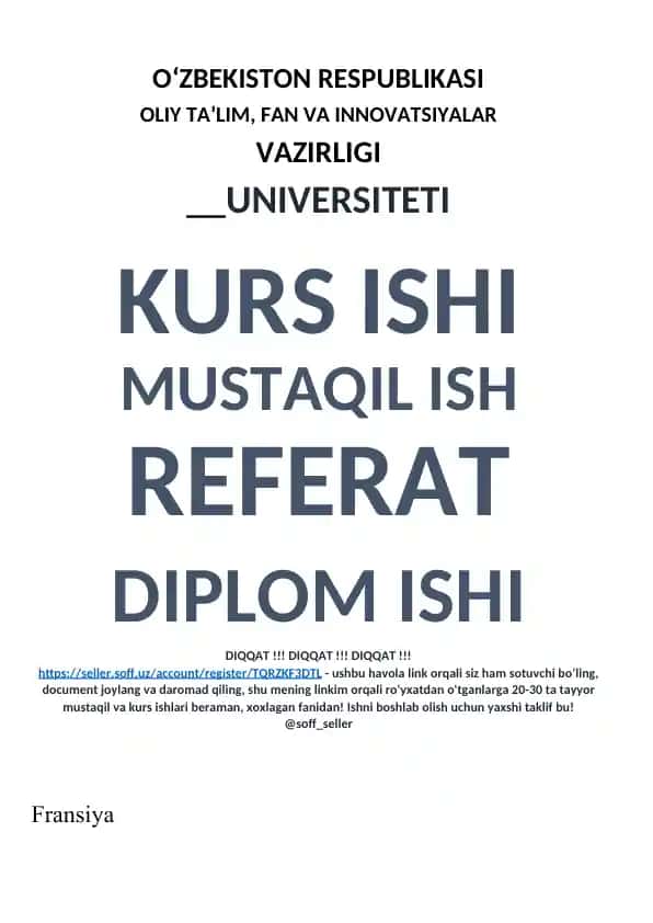 Tayyor mustaqil va kurs ishlari