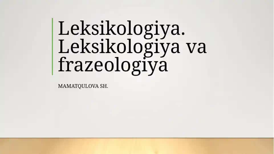 Leksikologiya