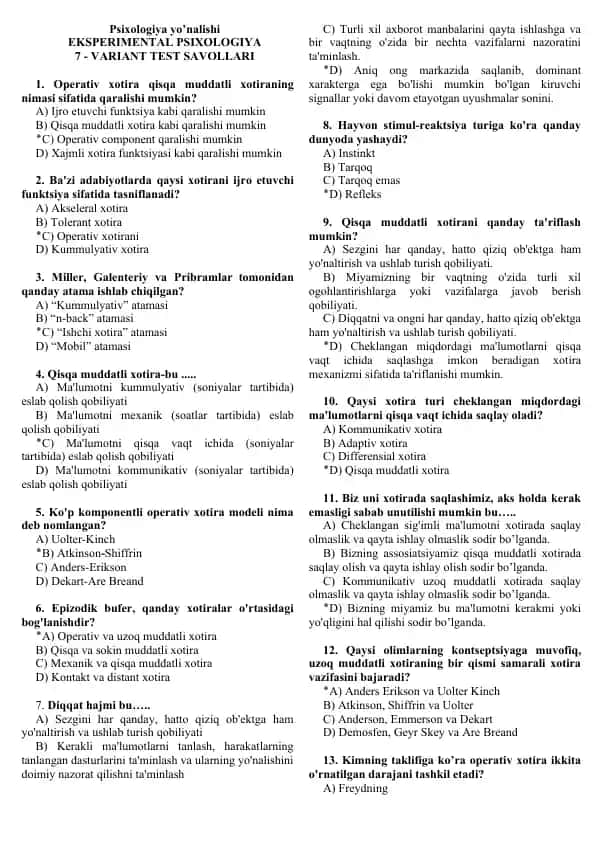 Ekperimental Psixologiya