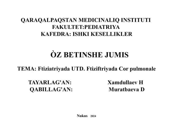 Ftiziatriyada UDT