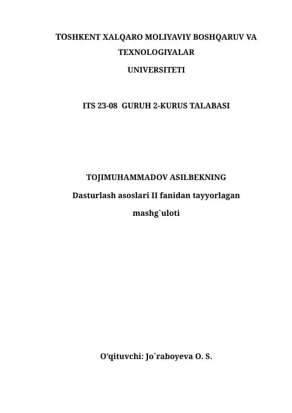 Dasturlash asoslari II bilet 27