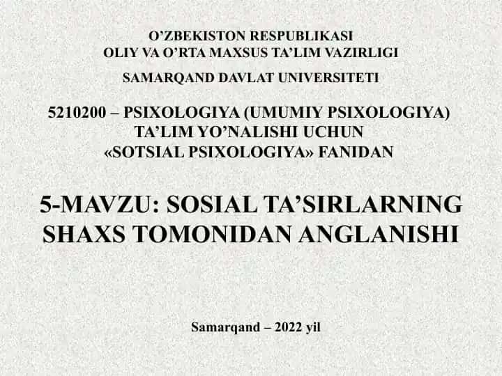 Sotsial Psixologiya fani