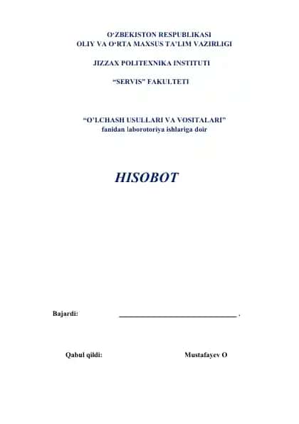 O‘lchash usullari va vositalari