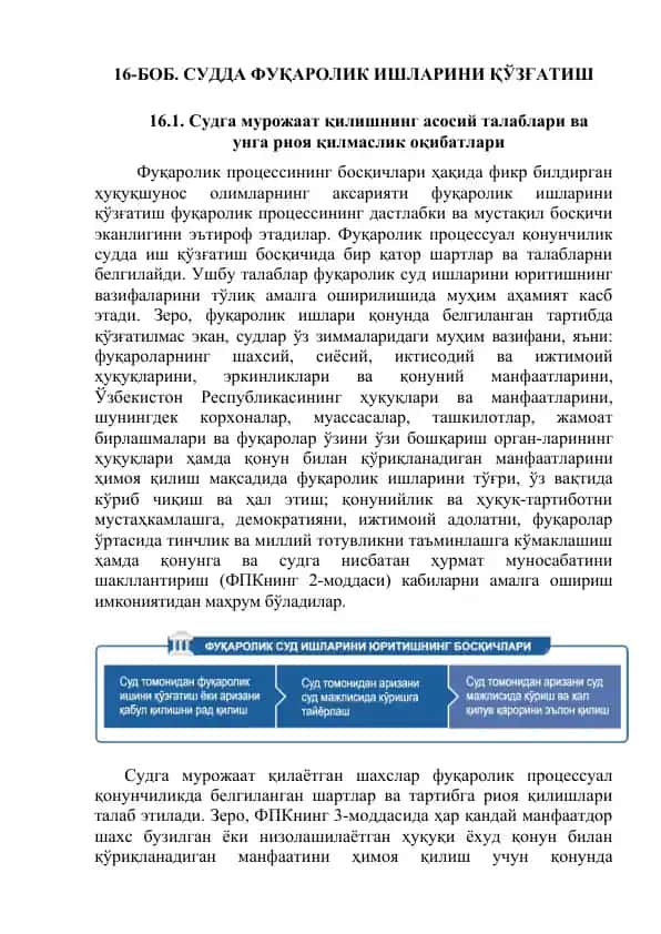 Суддага мурожаат қилишнинг асосий талаблари