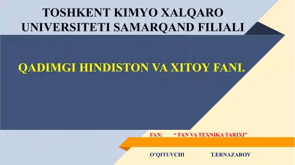 Qadimgi Hindiston va Xitoy fani