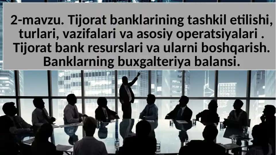 Bankni tashkil etish bosqichlari