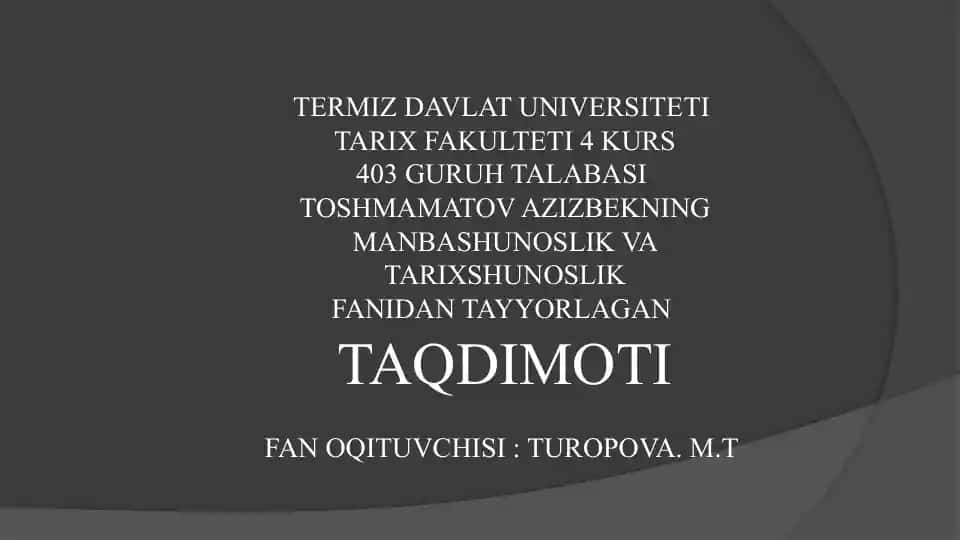 O'zbekiston tarixshunoslik fanining rivojlanishi