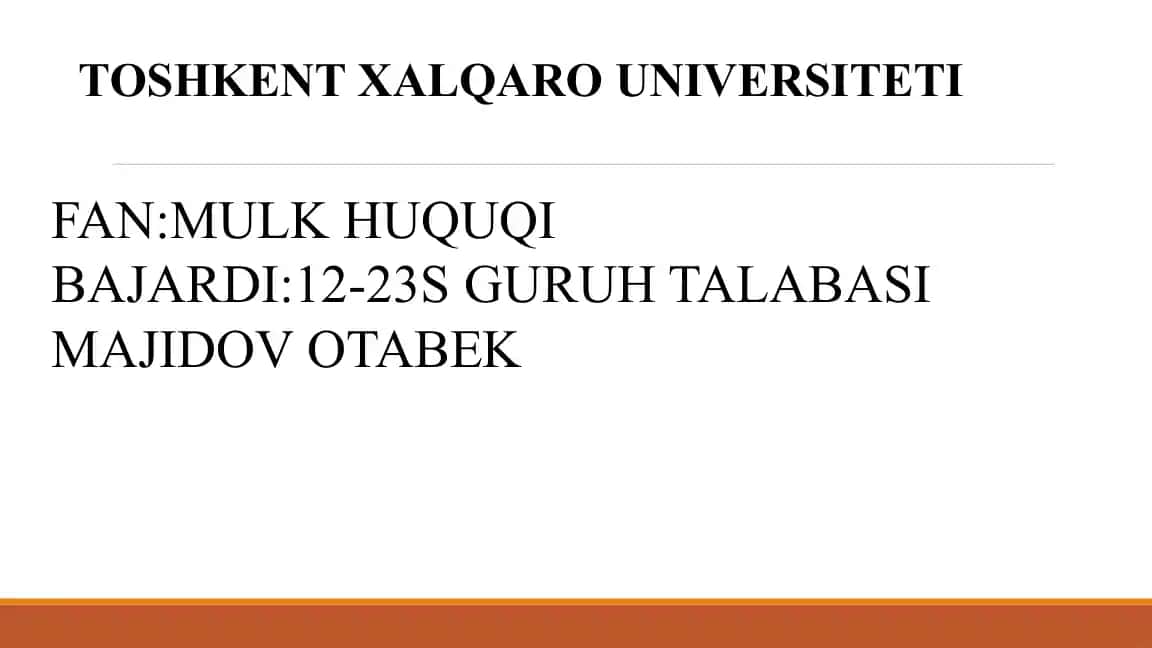 Mulk huquqi: asosiy tushunchalar va konsepsiyalar
