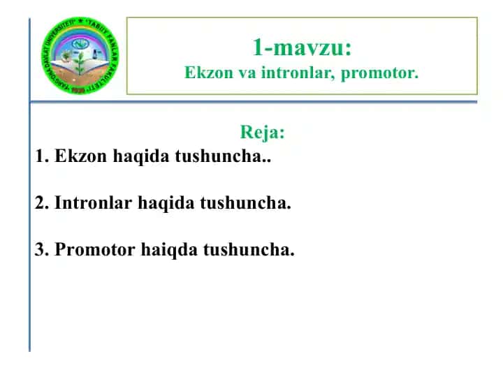 Genlar va ularning xususiyatlari