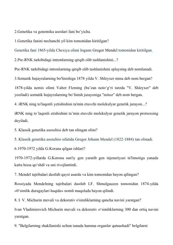 Genetika va genomika asoslari