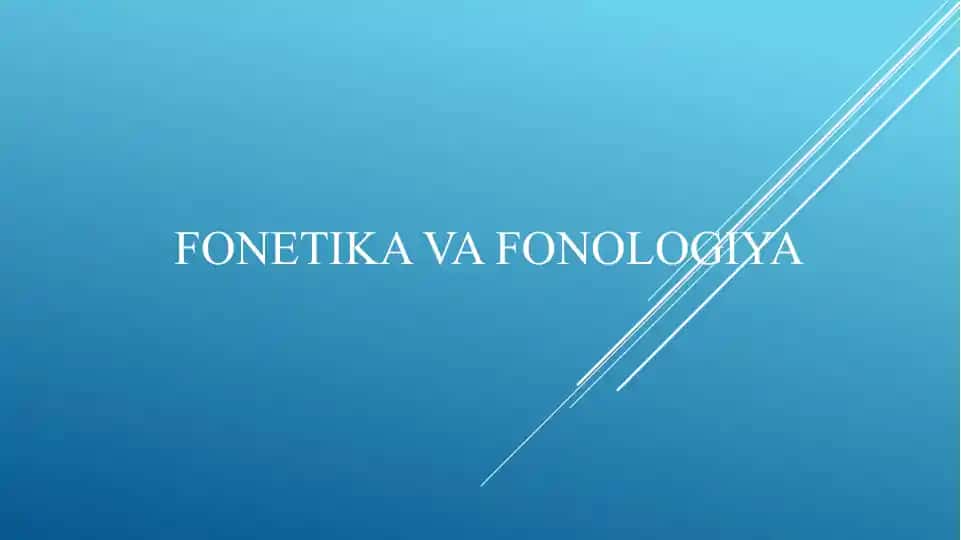 Fonetika va fonologiya