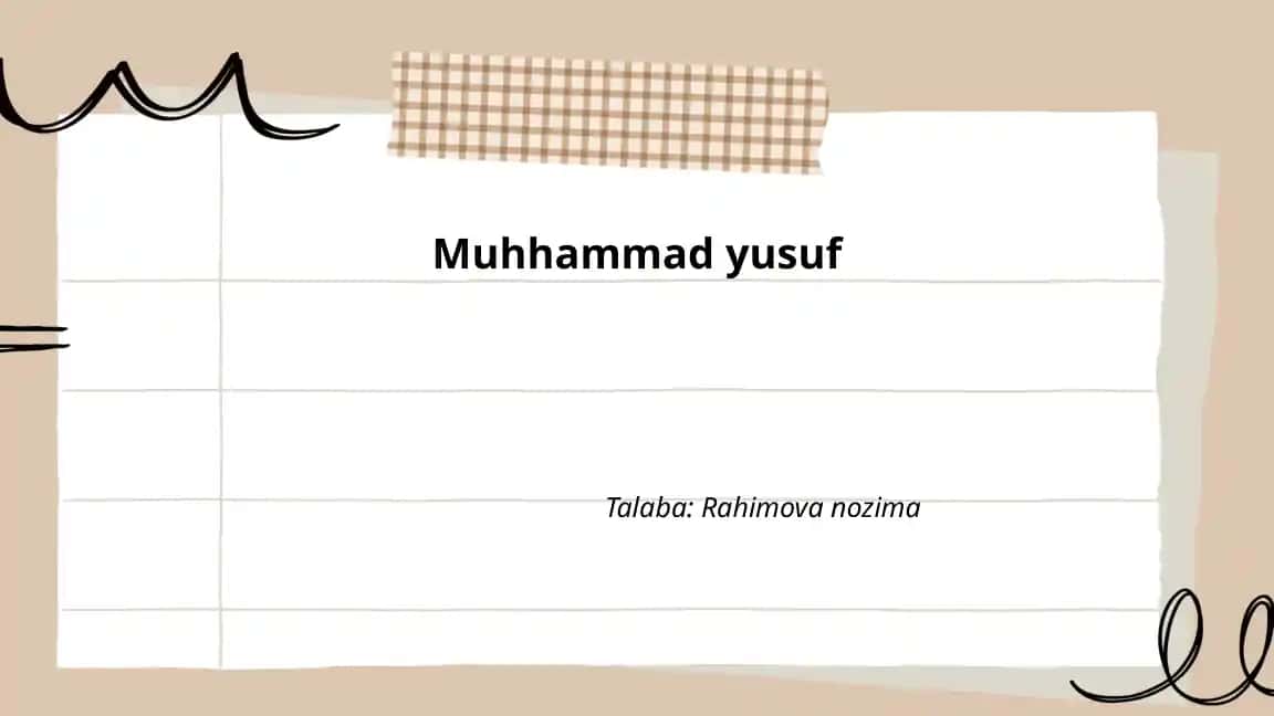 Muhammad Yusuf hayoti va ijodi