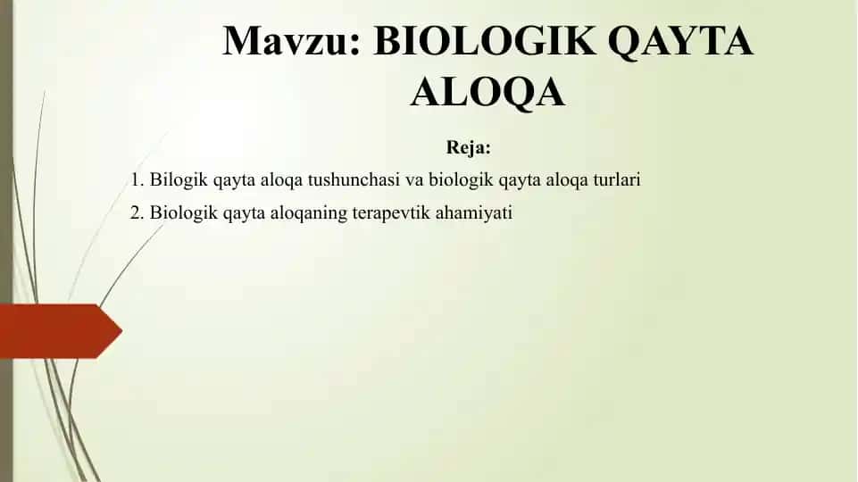 BIOLOGIK QAYTA ALOQA