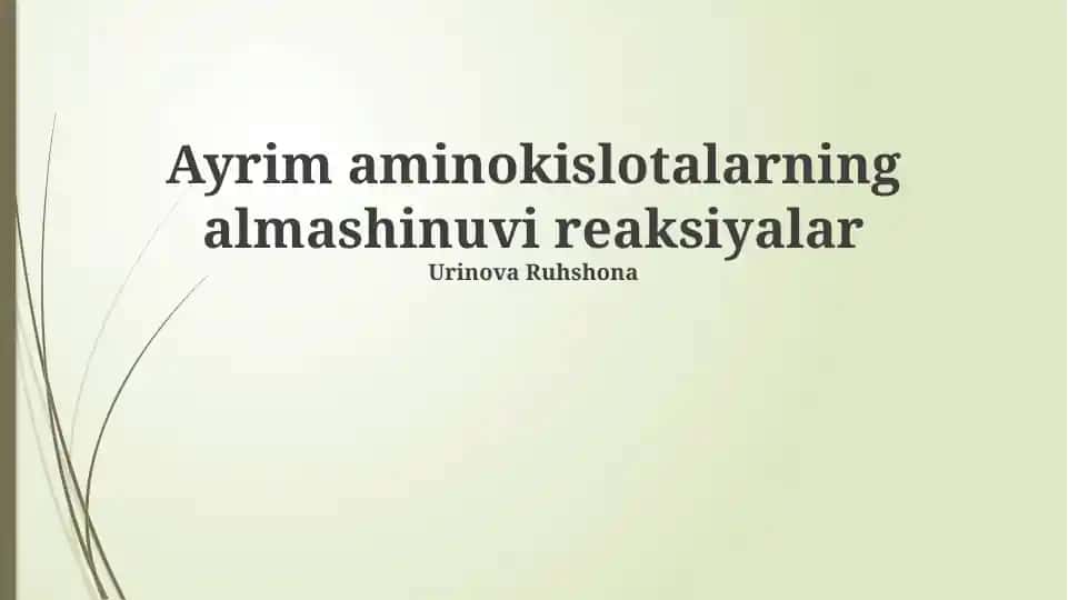 Fenilalanin va Tirozin metabolizmi