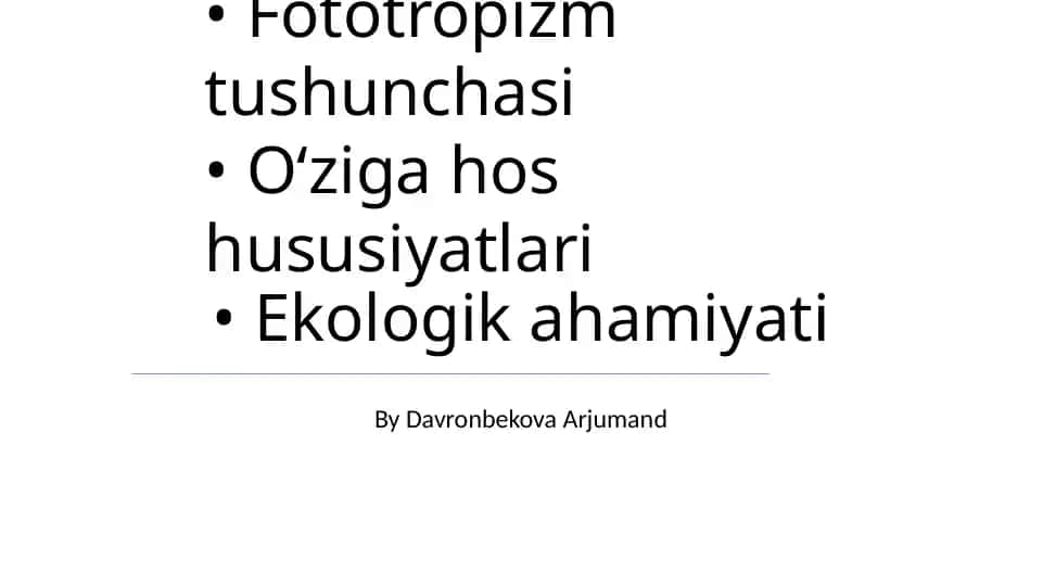 Fototropizm tushunchasi