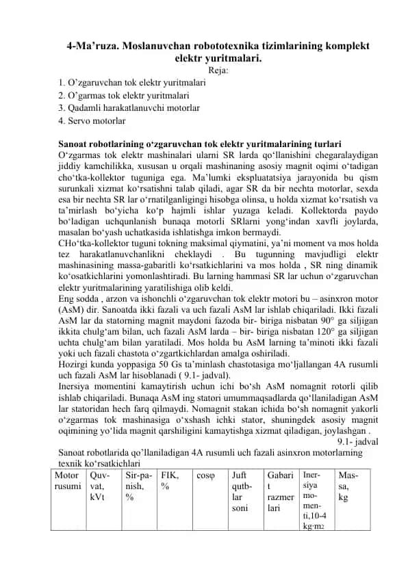 O‘zgaruvchan tok elektr yuritmalari
