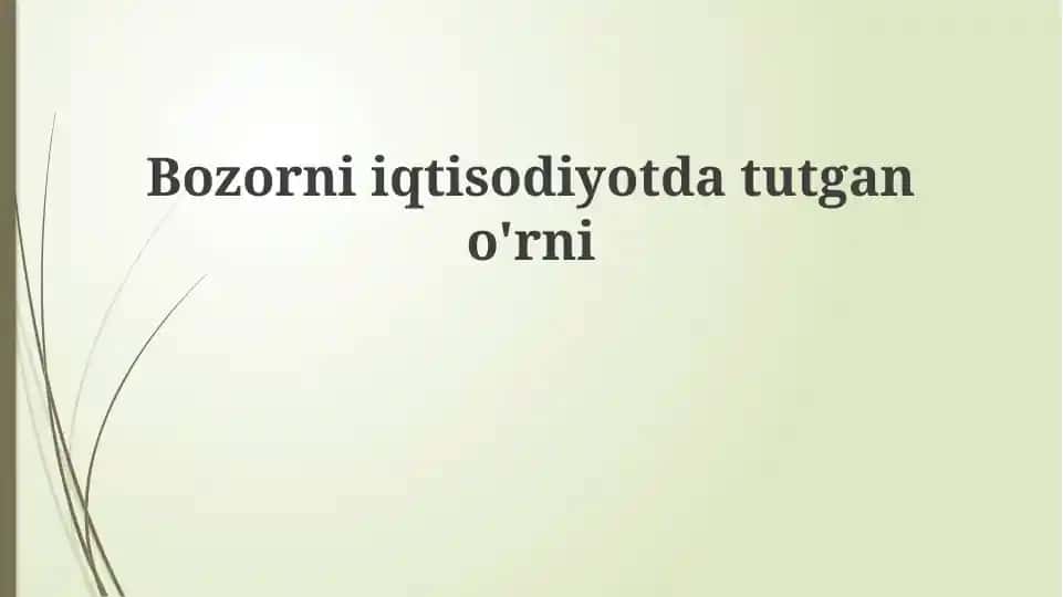 Bozor iqtisodiyotida davlatning o'rni