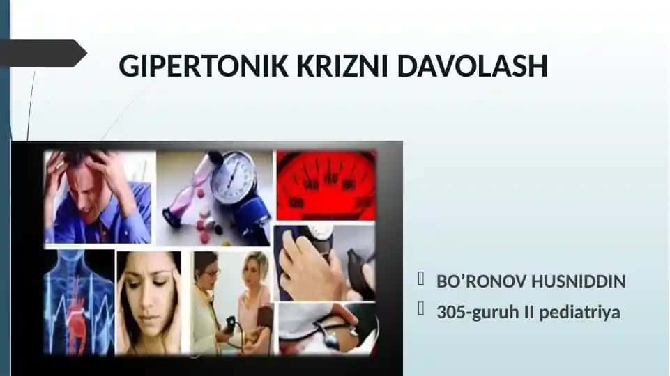 GIPERTONIK KRIZNI DAVOLASH