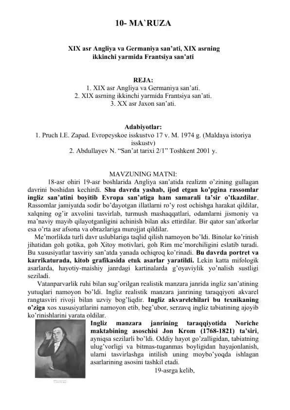 XIX asr Angliya va Germaniya san’ati tarixi
