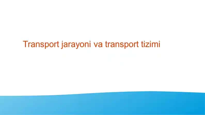 Transport jarayoni va transport tizimi