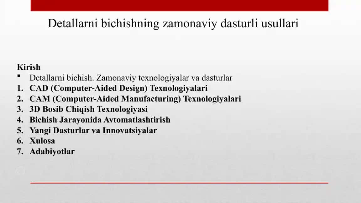 Detallarni bichishning zamonaviy dasturlari