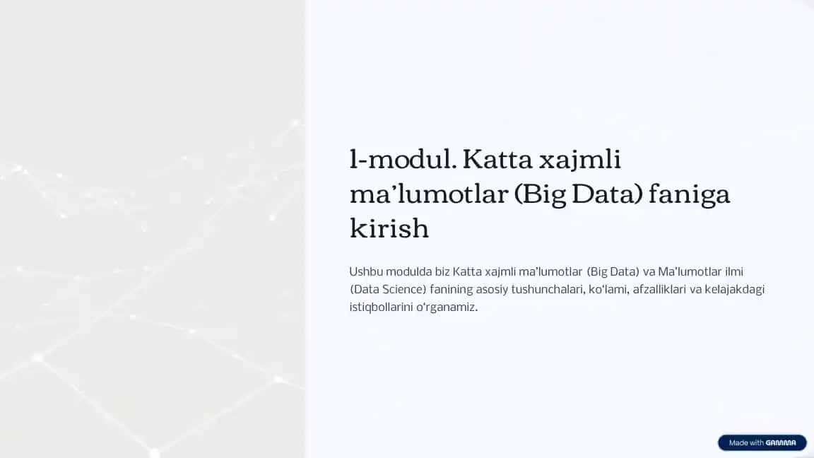 Katta xajmli ma'lumotlar (Big Data) faniga kirish