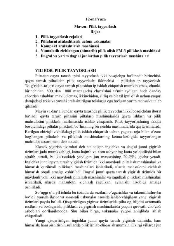 Pilik tayyorlash