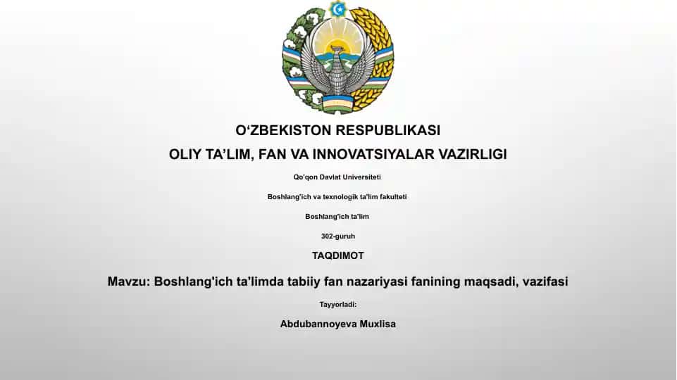 Boshlang'ich ta'limda tabiiy fan nazariyasi