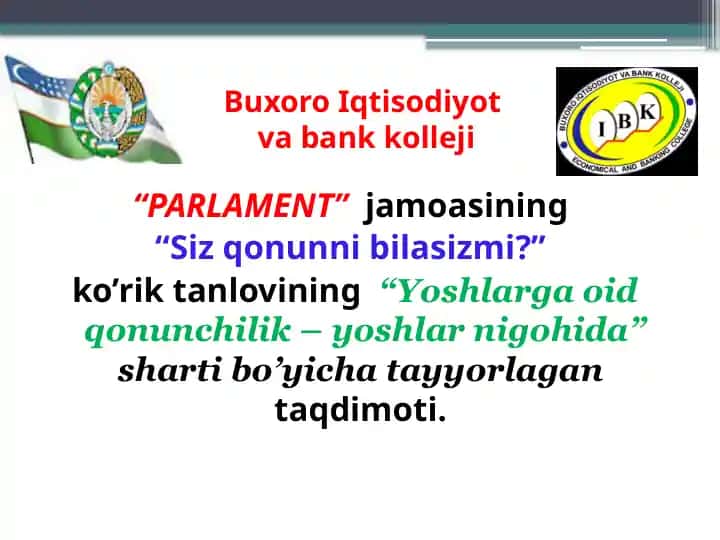 "Yoshlarga oid qonunchilik – yoshlar nigohida"
